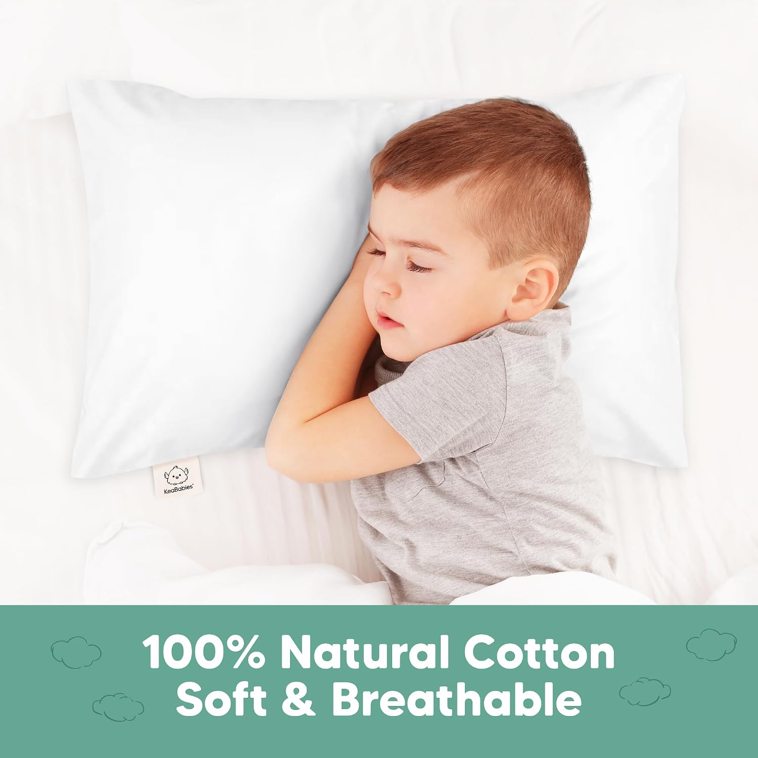 KeaBabies Toddler Pillowcase, 2pk 13x18 Organic Cotton Cover (Soft White)