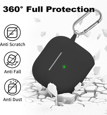 for AirPods 4th Case Cover, Soft Silicone Case with Cleaner Kit, Keychain, Full Protection for Men and Women, Compatible with AirPods 4th Generation (Black)