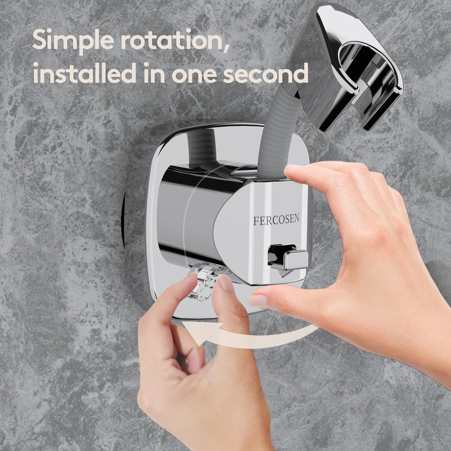 Shower Head Holder with Suction | 360° Swivel | White