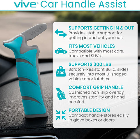 Vive Car Handle Assist for Elderly - Scratch Proof Latch - Auto Grab Bar