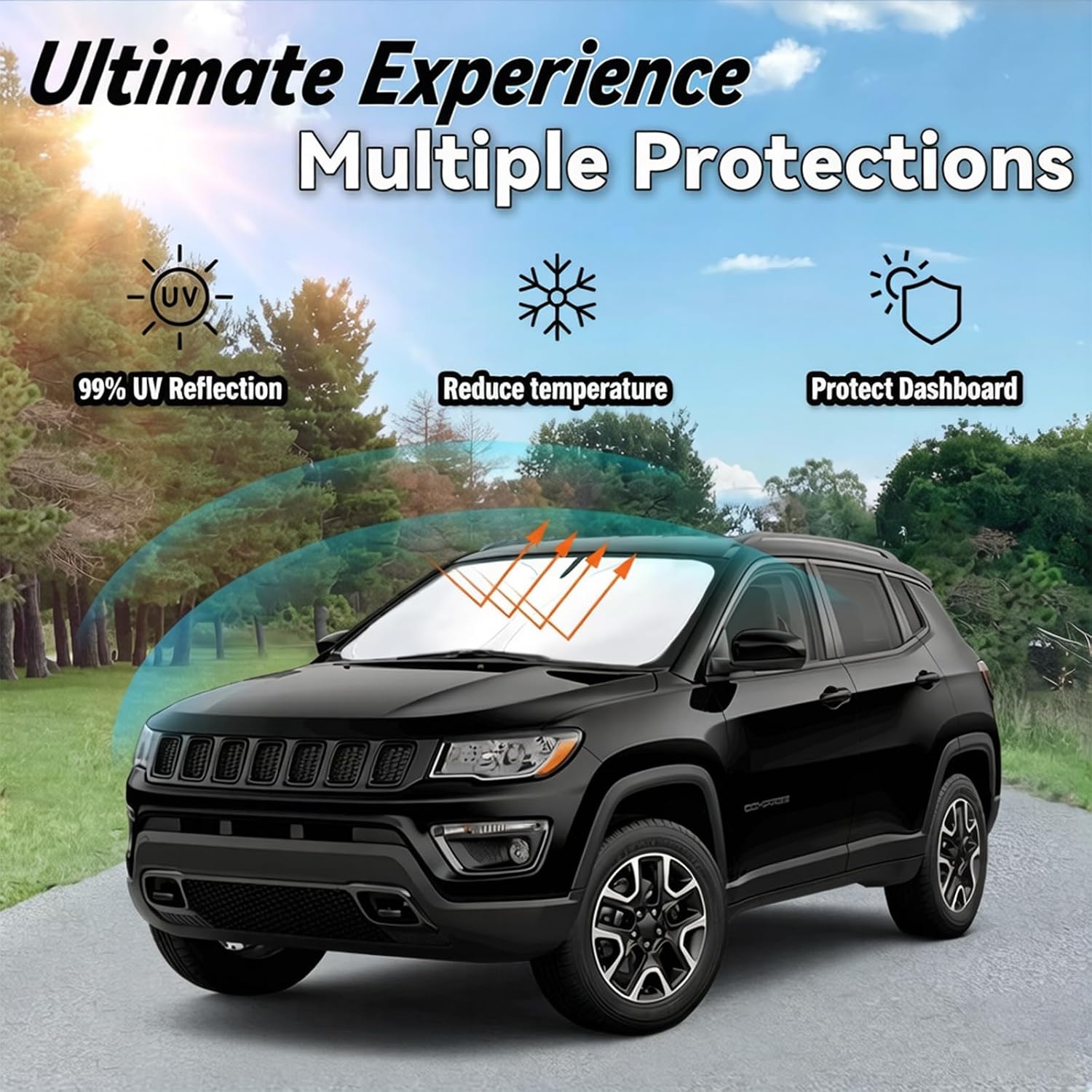 Windshield Sun Shade for Jeep Compass 2017-2025