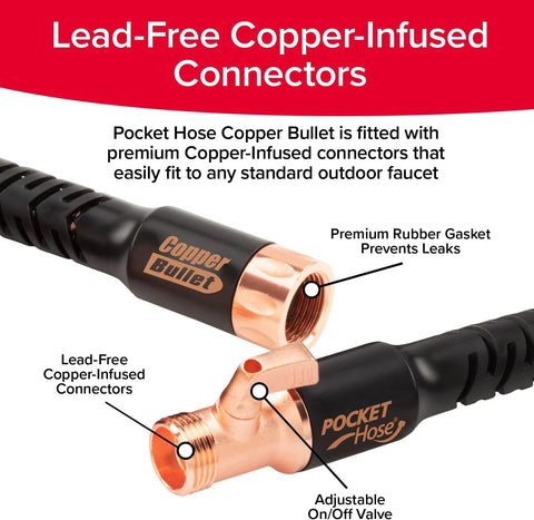 Pocket Hose 50 FT Copper Bullet Hose, 10-Pattern, 650psi
