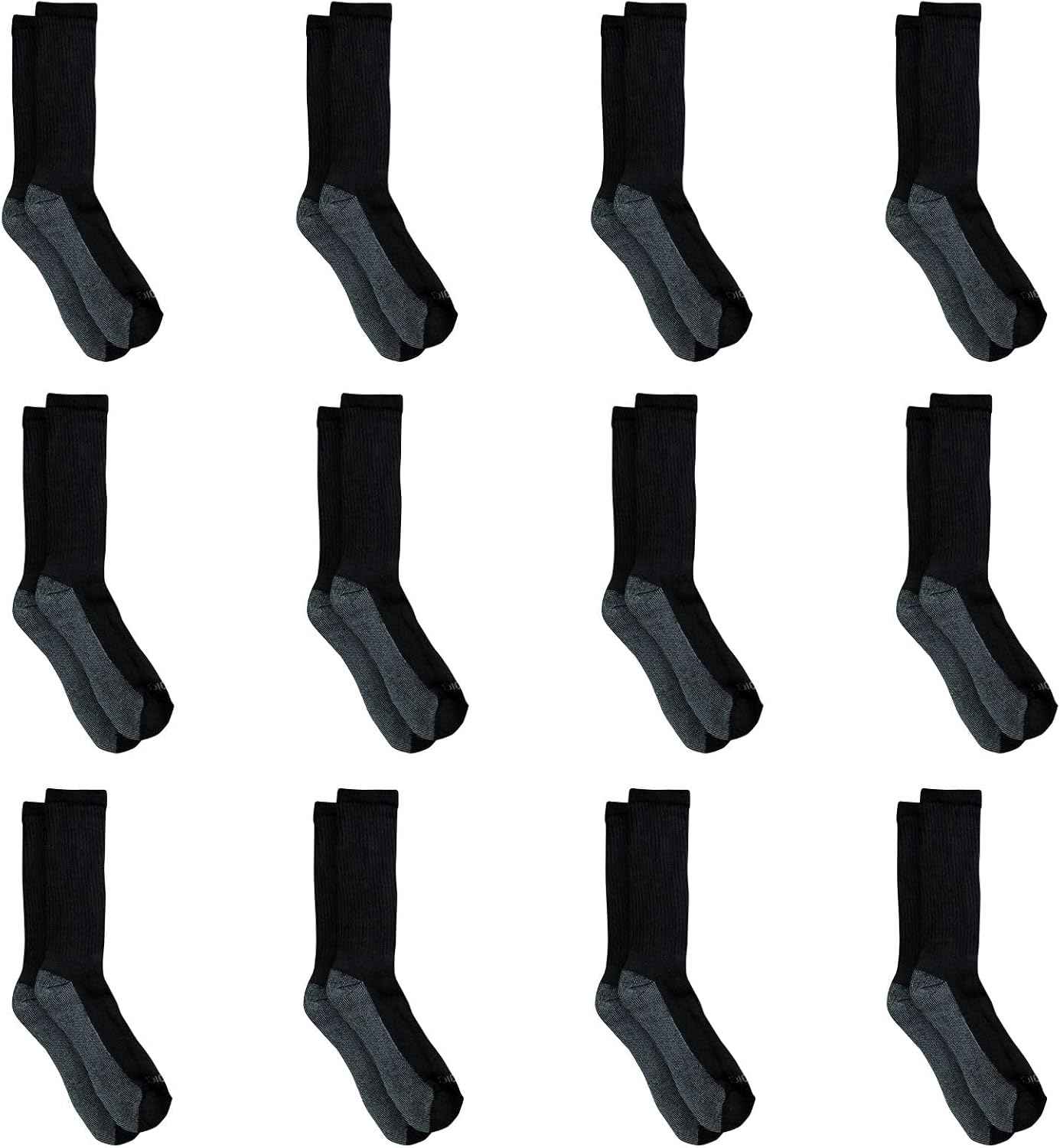 Dickies Men's Dri-tech Original Moisture Control Crew Socks, Available in M-xxl (6, 12, 18 Pairs)