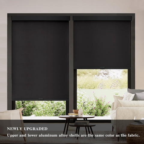 AOSKY Cordless Blackout Roller Shades, 71" W x 72" H, Black