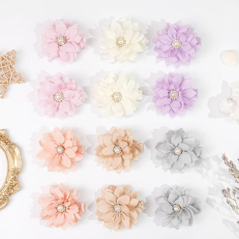 DED 40PCS 2.3" Chiffon Flower Hair Clips for Girls Infants Toddlers