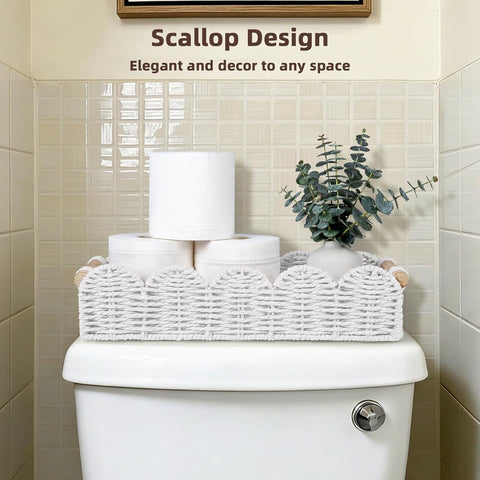 CubesLand Bathroom Basket Organizer, Toilet Tank Basket W/Cut Out Handle