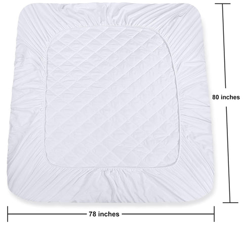 Utopia Bedding Quilted Fitted Mattress Pad (King), Elastic Fitted Mattress Protector, Mattress Cover Stretches up to 16 Inches Deep, Machine Washable Mattress Topper (White)