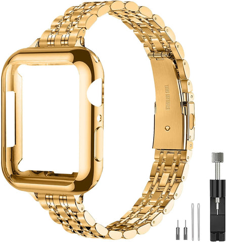 QUNDAXI Slim Watch Band Compatible with Apple Watch 41mm 45mm 42mm 44mm 40mm 38mm Metal Stainless Steel Watchband Suitable for iWatch 11/10/9/8/7/6/5/4/3/2/1/SE Series Women Luxury Strap