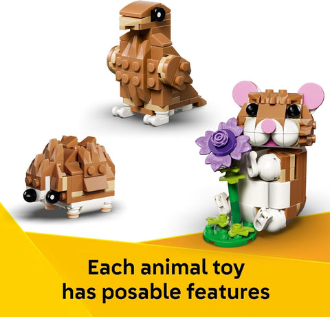 LEGO Creator 3 in 1 Cute Hamster with a Flower Building Toy for Girls & Boys, Ages 7+ - Kids Build a Hamster, Hedgehog or Eagle Animal Figure - Gift Idea for Birthdays - 31376