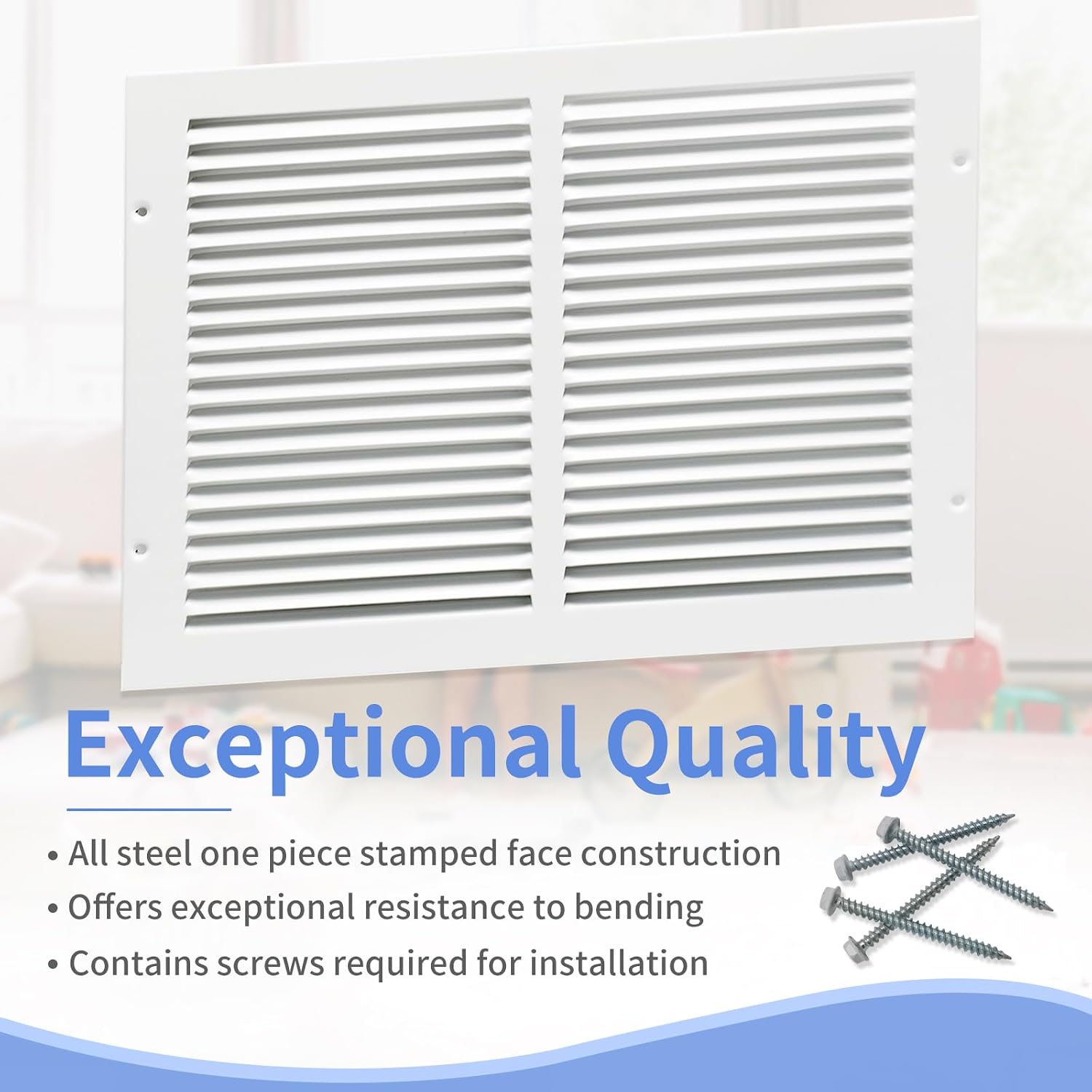 Howeall 14"W x 10"H [Duct Opening Size] Steel Return Air Grille, Air Return Vent Cover for Ceiling and Sidewall - HVAC Air Vent Covers - [Outer Dimensions: 15.75"W x 11.75"H]