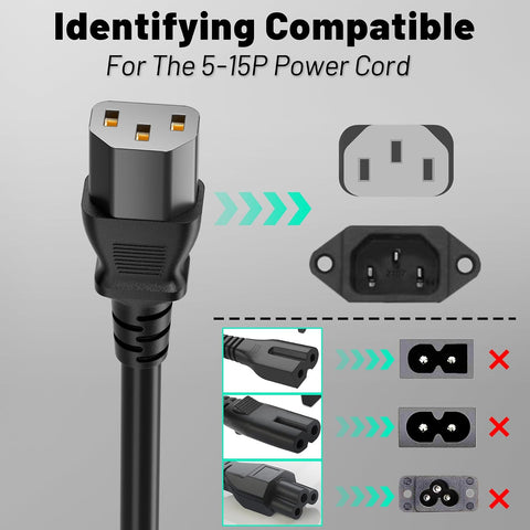 Vockjour Universal 12ft(3.5m) Power Cord, 3-Prong Pure Copper ETL, Black