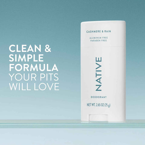 Native Deodorant Contains Naturally Derived Ingredients, 72 Hour Odor Control, Deodorant for Women and Men, Aluminum Free, Cashmere & Rain 2.65oz