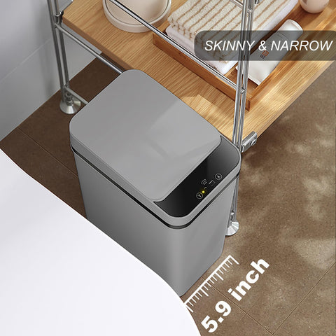 2 Pack - 2.5 Gallon Motion Sensor Bathroom Trash Can - Slim Smart Trash Can