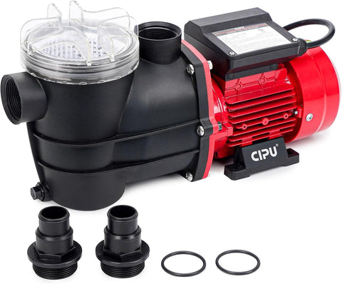 CIPU 1/3 HP Pool Pump with Filter Basket, 2400 GPH Above Ground Pool Pump with Hose Adapters, Self-Priming Pool Filter Pump Replacement for Sand Filter Systems and Frame Pools