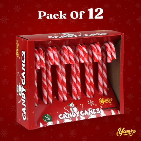 Christmas Candy Canes Classic Red and White Peppermint Flavor for Holiday Family Indulgement - Bulk Candy Canes Individually Wrapped for Kids and Adults, Great Candy Cane Gift Set - 12 Pack