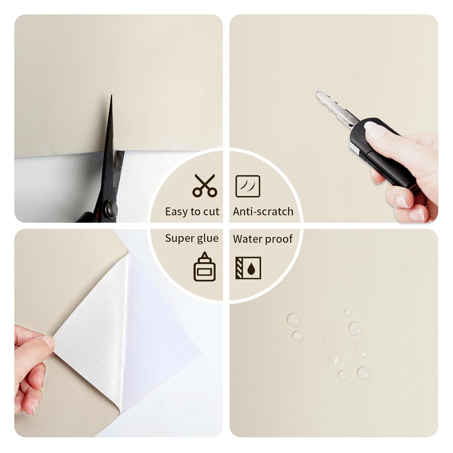 BSZHTECH Self Adhesive Leather Repair Patch Tape for Couch Sofa Beige