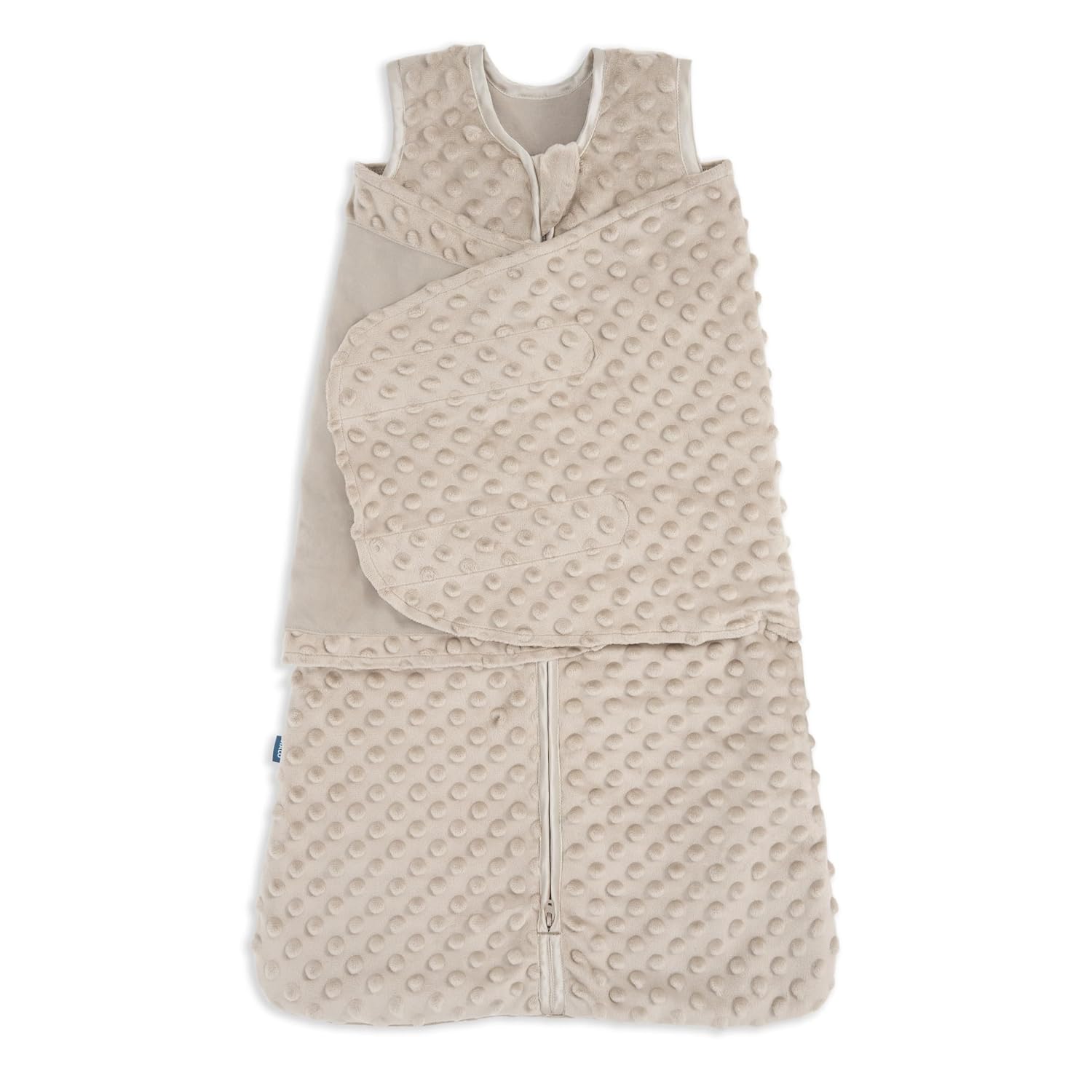 HALO Sleepsack Swaddle, 3-Way Adjustable Swaddle Blanket, TOG 3.0, Velboa, Fawn Grey Plush Dots, Newborn, 0-3 Months