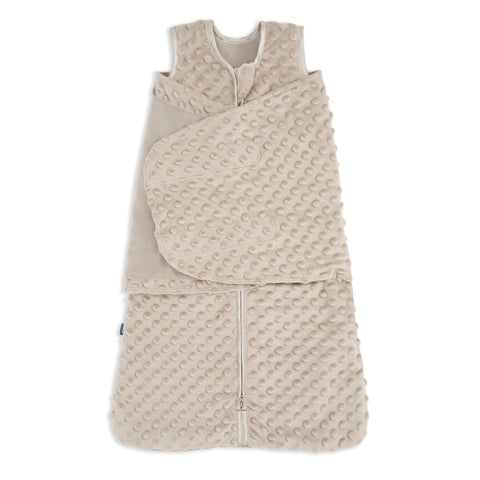 HALO Sleepsack Swaddle, 3-Way Adjustable Swaddle Blanket, TOG 3.0, Velboa, Fawn Grey Plush Dots, Newborn, 0-3 Months