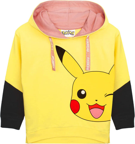 Pokemon Hoodie Girls Kids Yellow Pikachu Hooded Jumper Sweater
