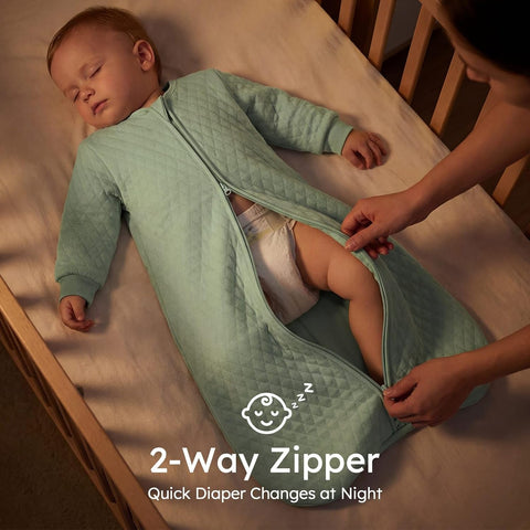 Yoofoss Long Sleeve Sleep Sack 0-6 Months,1.0 TOG Baby Wearable Blanket