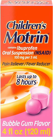 Children's Motrin Oral Suspension, 100 mg Ibuprofen, Bubble Gum, 4 fl. oz