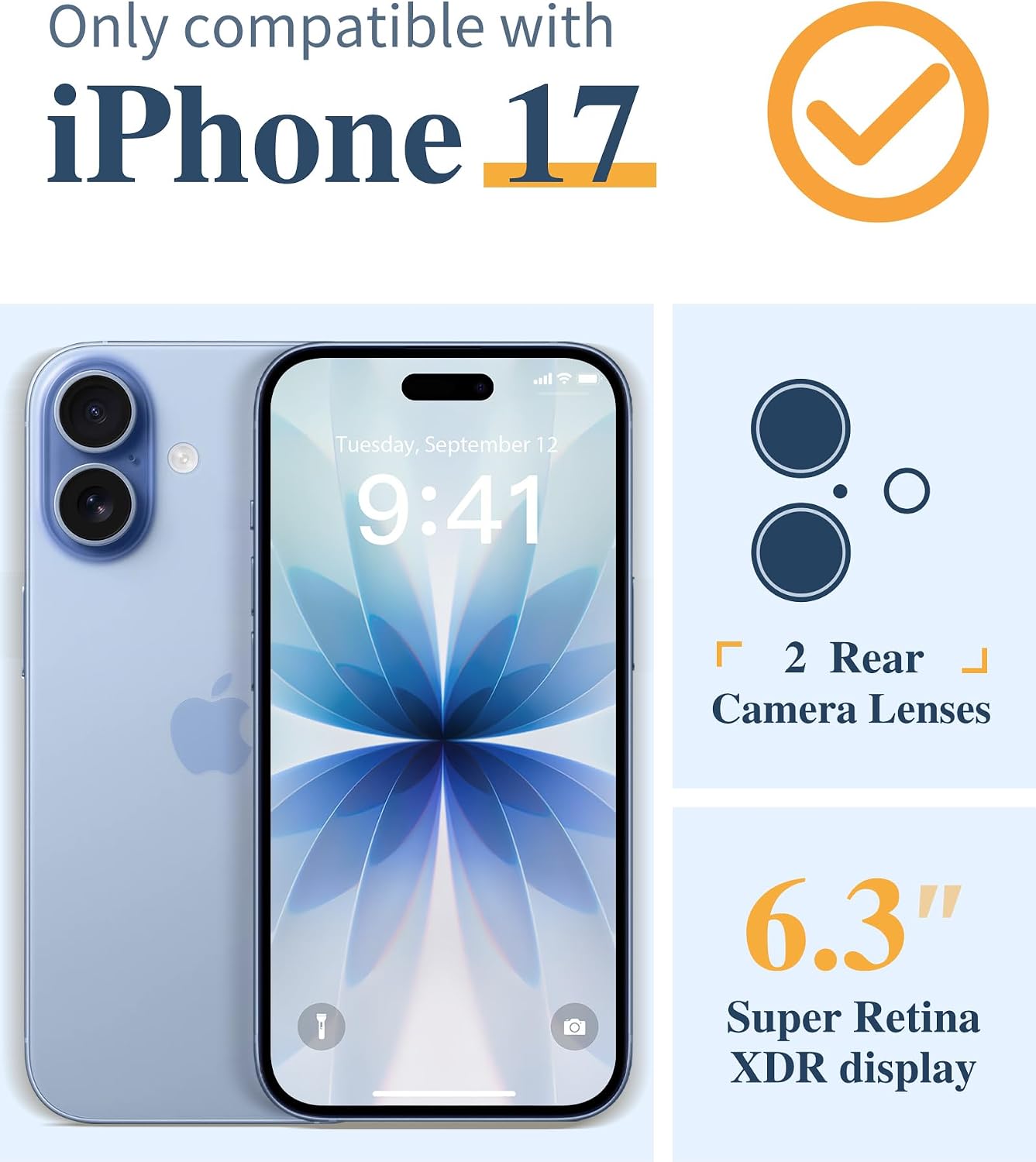 GVIEWIN for iPhone 17 Case Floral, Slim Clear Non-Yellowing