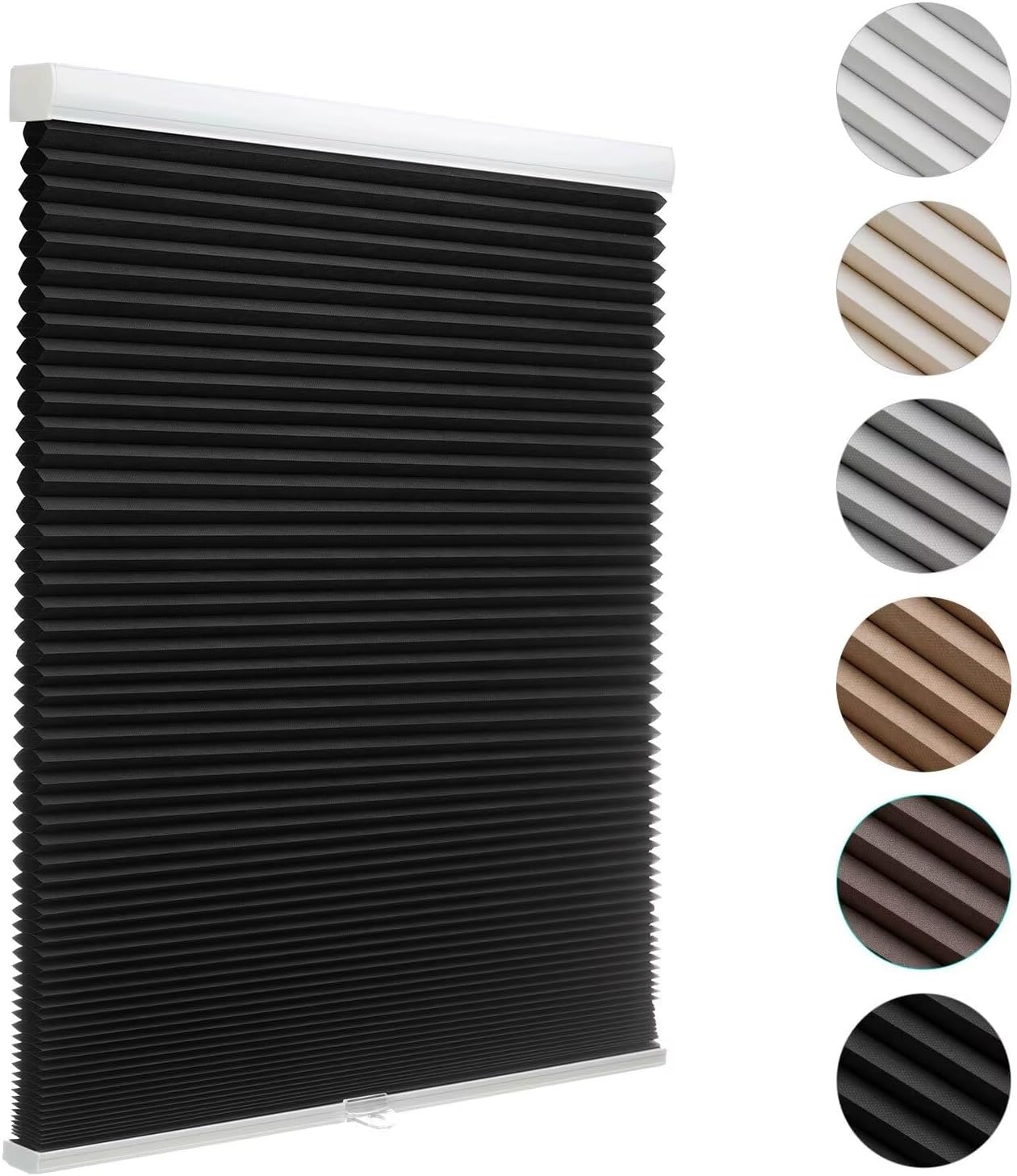 MYshade Cordless Blackout Cellular Shades for Windows, Honeycomb Window Shades with Thermal Insulation, Child & Pet Safe Room Darkening Shade, Easy Install, 16" W x 36" H, Black