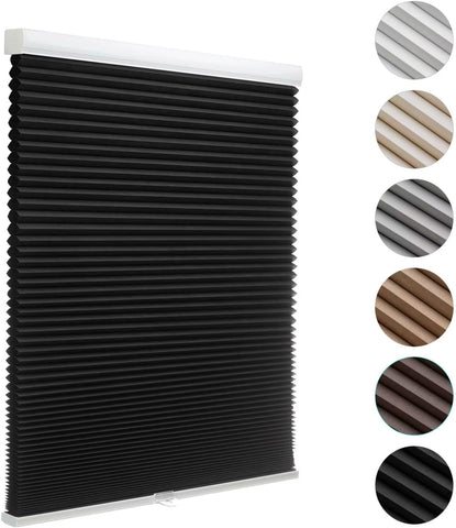 MYshade Cordless Blackout Cellular Shades for Windows, Honeycomb Window Shades with Thermal Insulation, Child & Pet Safe Room Darkening Shade, Easy Install, 16" W x 36" H, Black