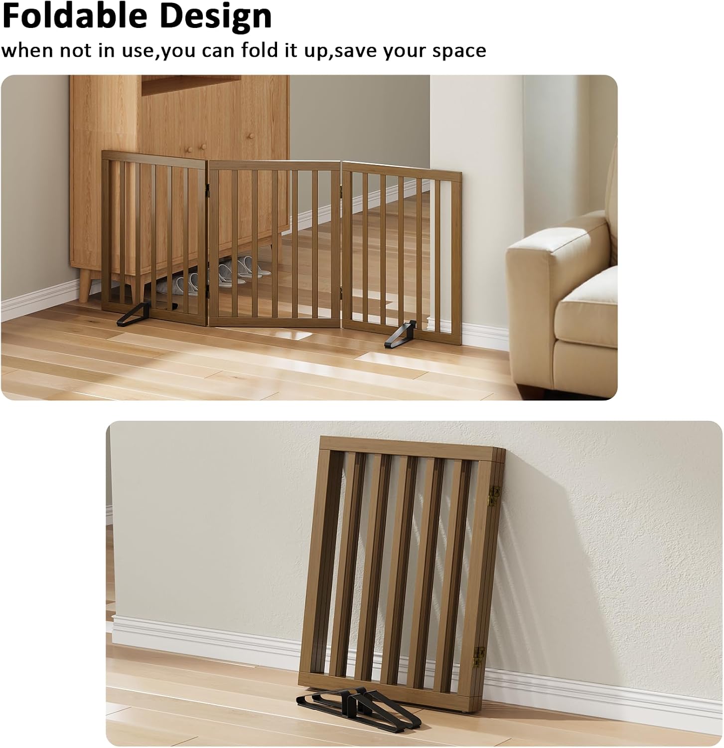 Dog Gate for Stairs,Foldable Dog Gate for Indoor Doorways House,Freestanding Pet Gates for Dogs,Doogie Puppy Fence Gate