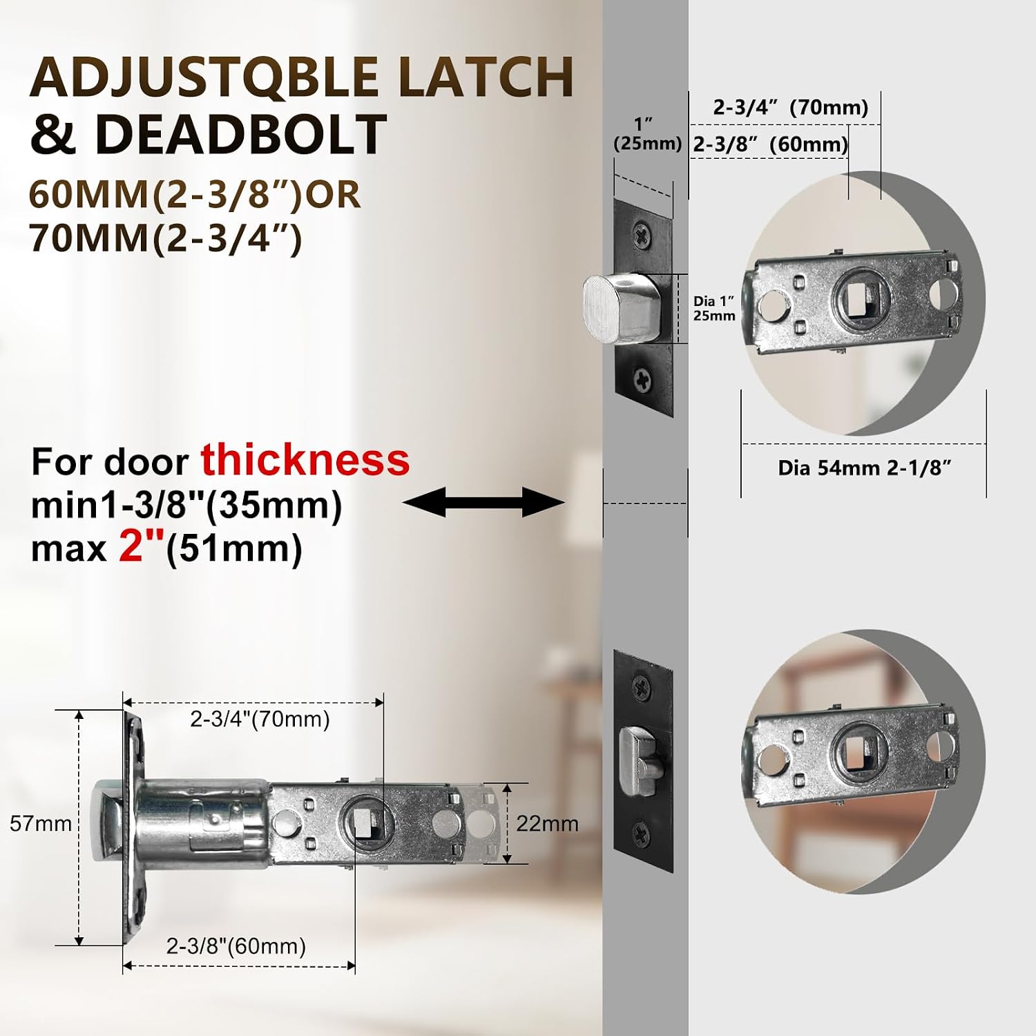 NEWBANG Front Door Handle and Deadbolt Set Reversible