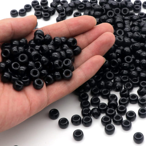 1000Pcs Pony Beads Bracelet 9mm Black Plastic Barrel Pony Beads for Necklace,Hair Beads for Braids,Key Chain,Jewelry Making (Black)