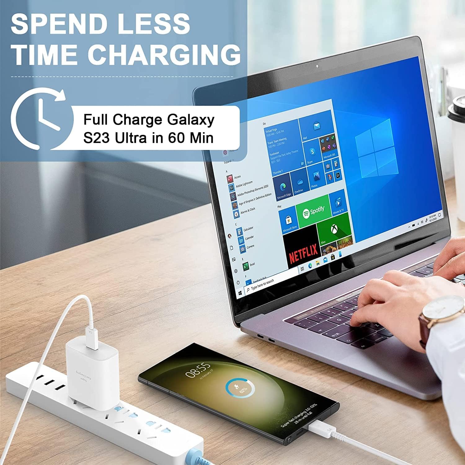 45W Super Fast USB-C Wall Charger for Samsung Galaxy S26 Ultra/S26/S26 Plus/S26/S25 S24 S23 S22 Ultra/S25 S24 S23 S22 S21 S20/Note 10/20, Tab S8/S7, PPS 45 Watt Charger Block with 6.6FT Cable-White