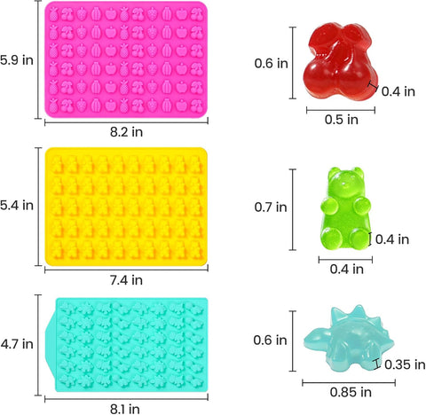 Gummy Candy Molds with 2pcs Droppers, Silicone Chocolate Molds 3 Pack