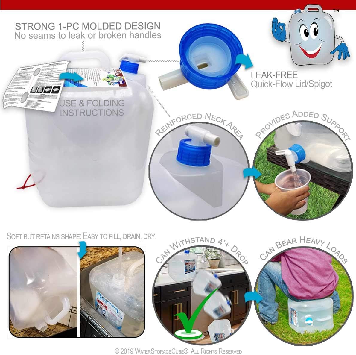 WaterStorageCube Collapsible Water Container with Spigot (2.6 Gal (1-Pack))