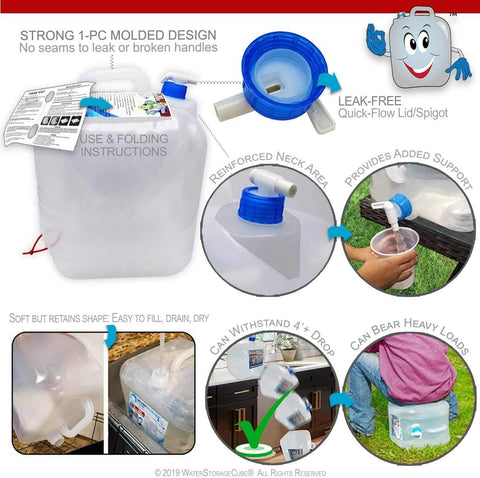 WaterStorageCube Collapsible Water Container with Spigot (2.6 Gal (1-Pack))