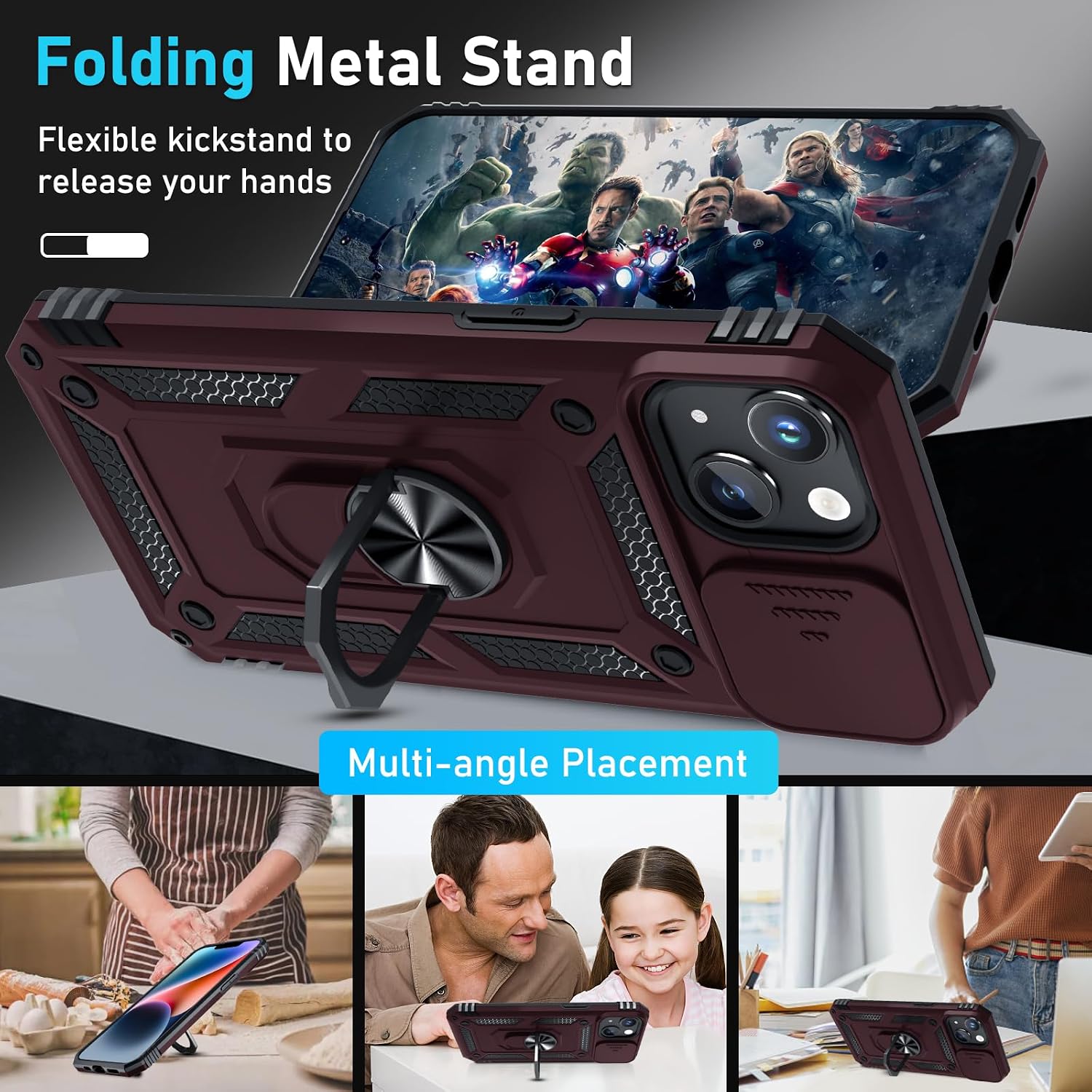 for iPhone 12 Mini/13 Mini Phone Case Built in Slide Camera Lens Cover
