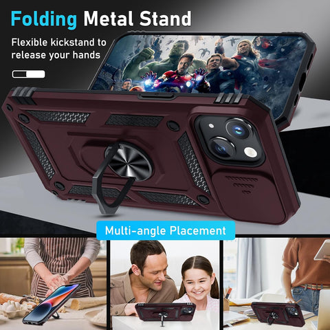 for iPhone 12 Mini/13 Mini Phone Case Built in Slide Camera Lens Cover