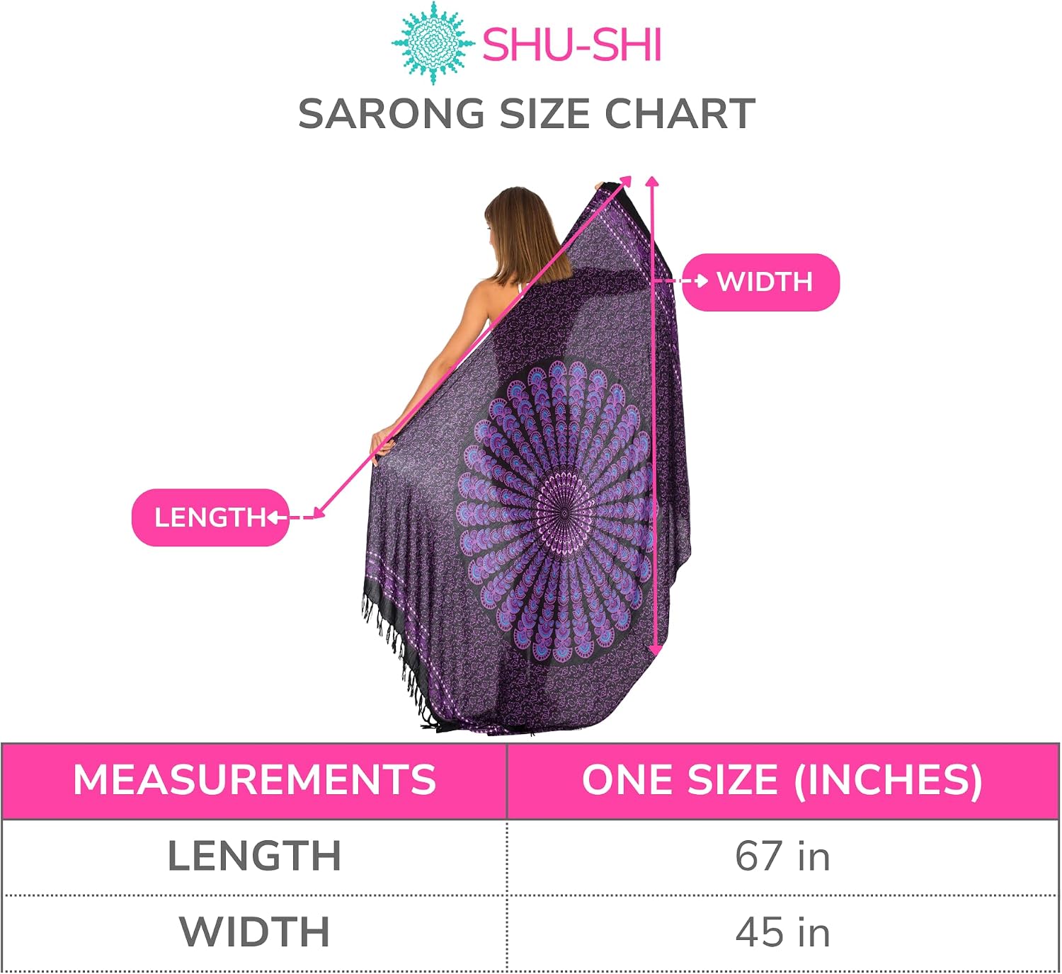 SHU-SHI Sarong Wraps For Women Long Beach Cover ups Pareo Bathing Suit Wrap Skirt Mandala Sarongs Coverup