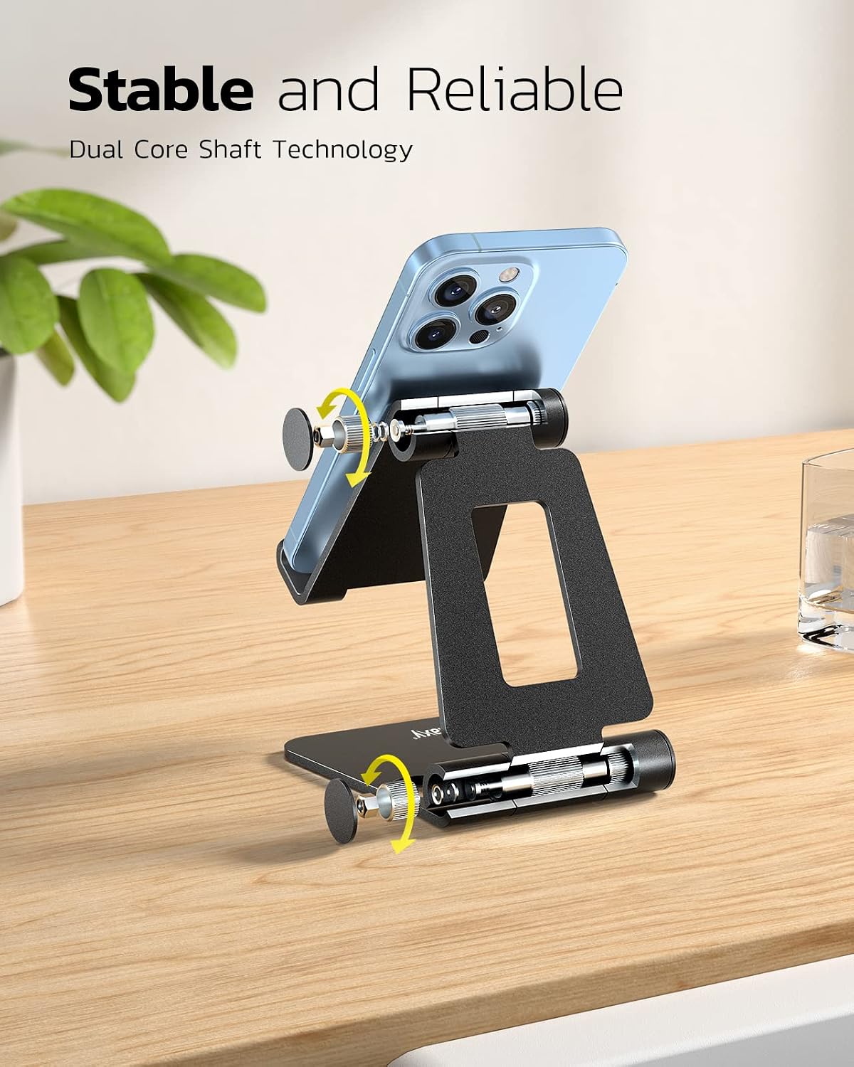 Nulaxy Full Aluminum Dual Folding Cell Phone Stand for Desk, Black