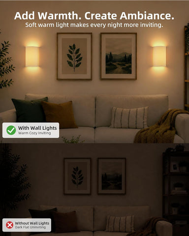 EZVALO Battery Operated Wall Sconce, Pleated Shades Wireless Wall Sconces Set of Two with Remote, 3 Color & 80 RGB Rechargeable Wall Lights, Dimmable, Timer, Wall Lamp for Bedroom (White 2Pack)