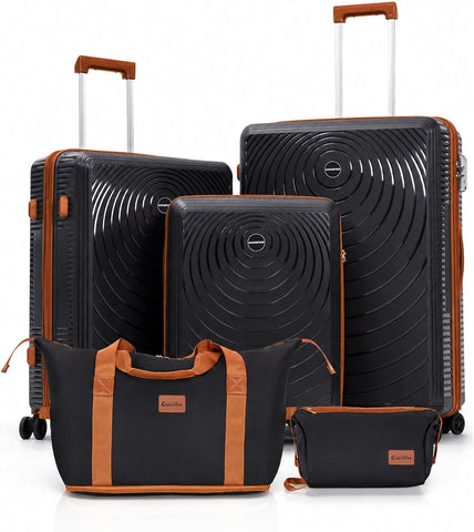 CONCEPTEN Luggage Sets 5 Piece,PP Suitcase Set with Spinner Wheels,TSA Lock