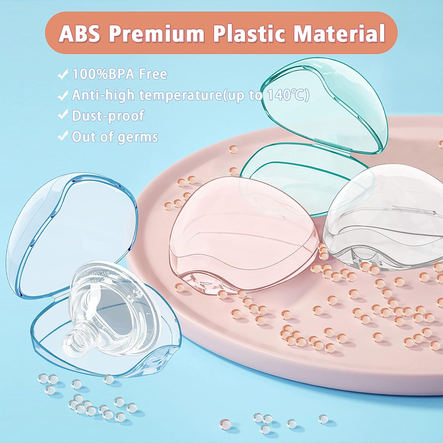 Pacifier Case,3 Pack BPA Free Pacifier Holder Case,Transparent Container Box for Baby Binky（Not Included),Essential Pacifier Accessories,Alway Keep Paci Clean,Easy to Clean(Blue)