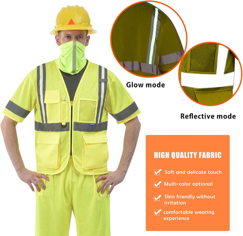 A-SAFETY X SMALL High vis glow Reflective Luminous safety Vest ANSI Class 3