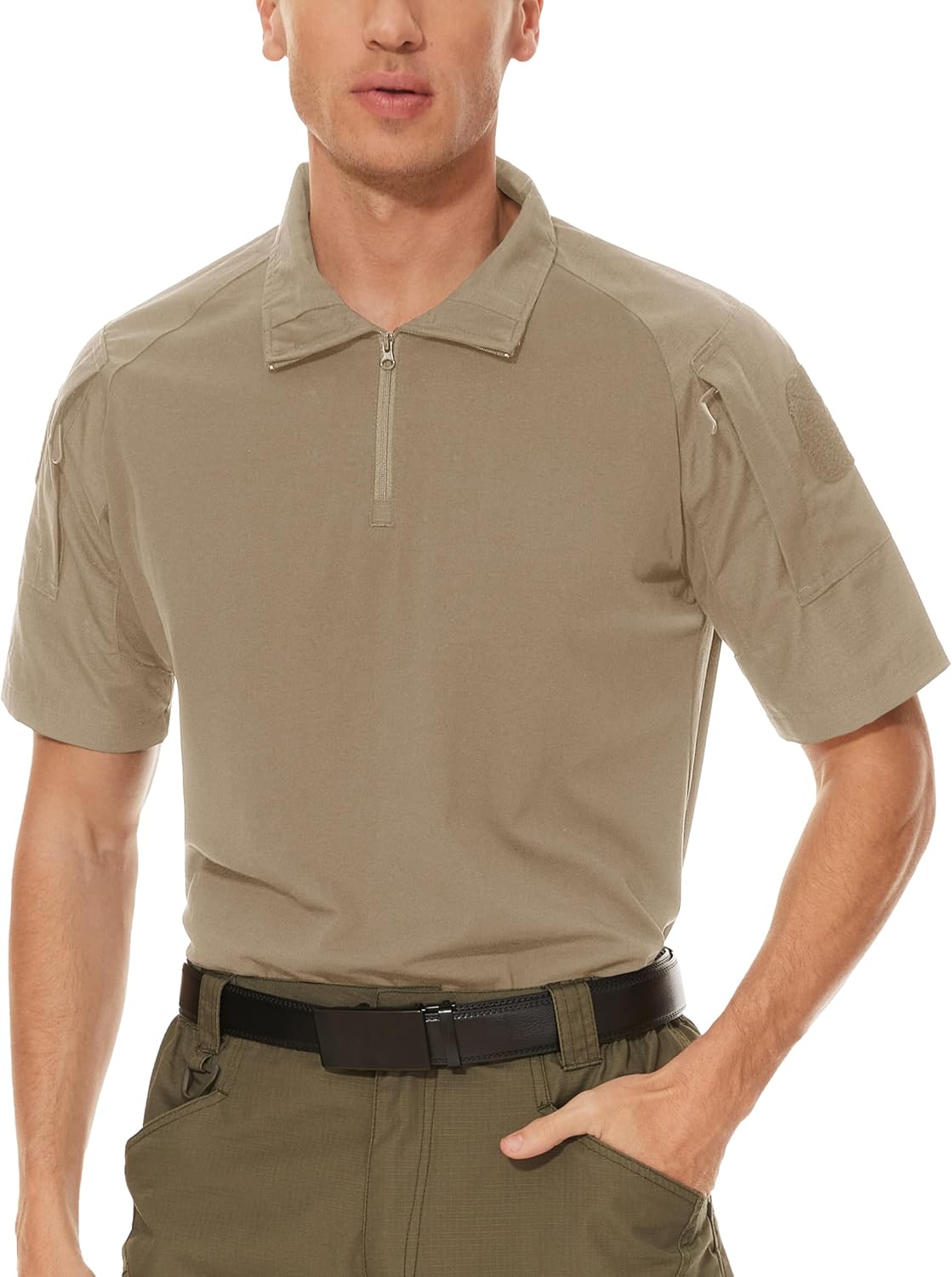 MAGCOMSEN Men's Tactical Military Shirts 1/4 Zip Short Sleeve Slim Fit