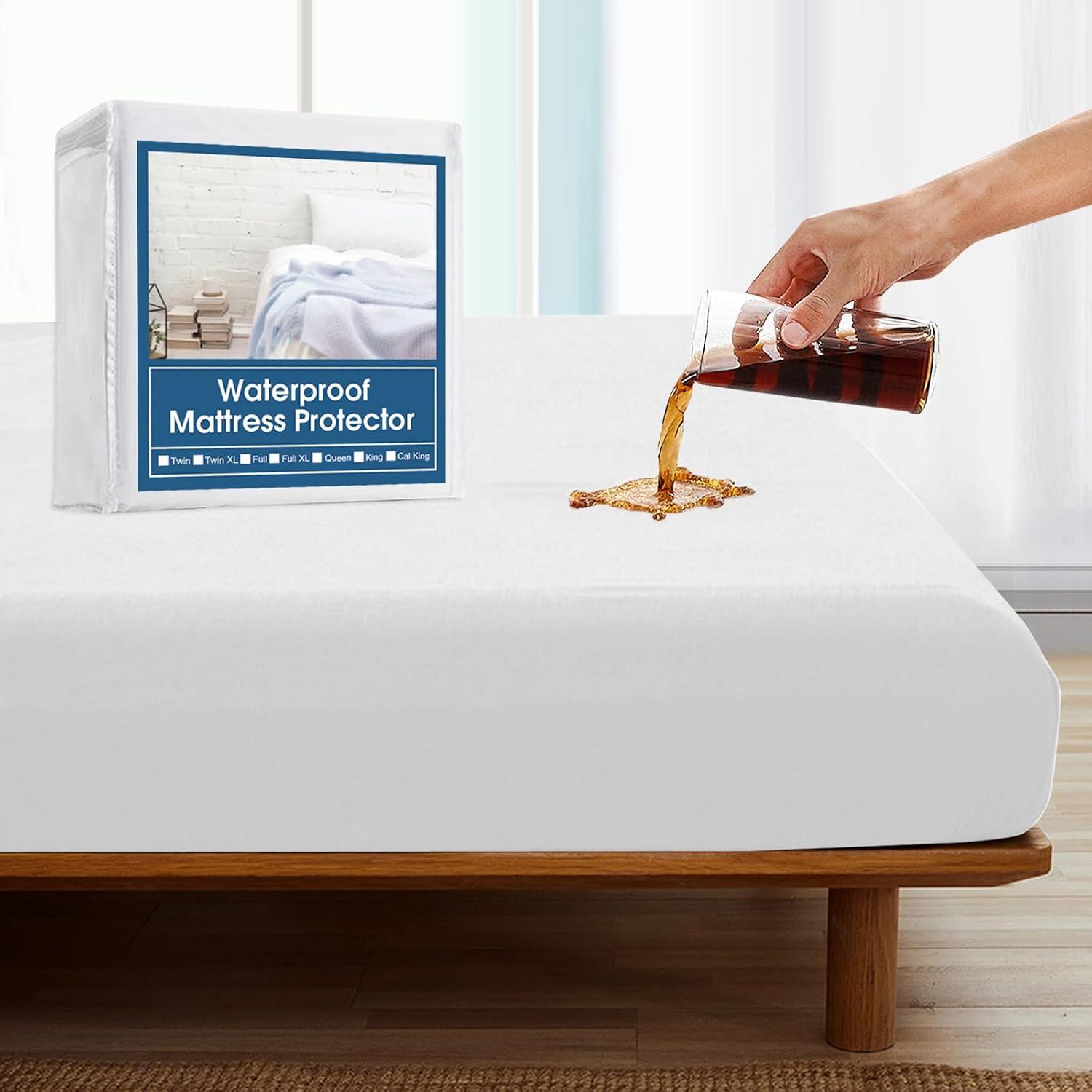 King Size Mattress Protector Waterproof Pad Cover, King Bed Fitted Sheet