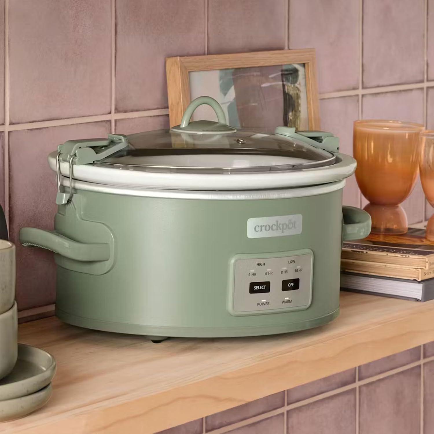 Crock-Pot Locking Lid 6qt Cook and Carry Programmable Slow Cooker, Green