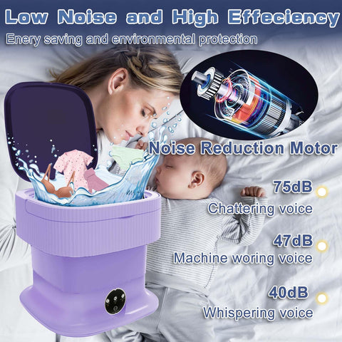 16L Portable Washing Machine,Mini Washer and Dryer Combo with Foldable Design, Small Folding Washing Machine with 3 Cleaning Modes for Travel,Apartment（Purple)