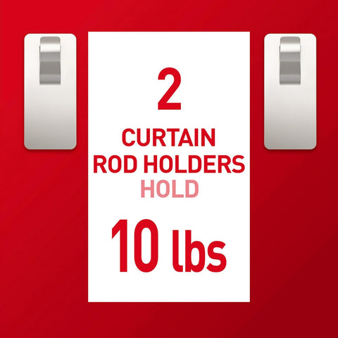 Command Medium Satin Nickel Curtain Rod Hooks, 2 Hooks, 4 Strips