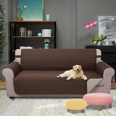 U-NICE HOME Large Sofa Cover Reversible Couch Cover for Dogs, Coffee/Beige