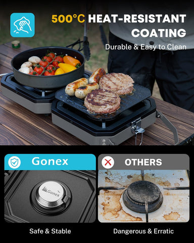 Gonex Camping Stove Propane, 2 Burner Portable Camp Stoves for Camping